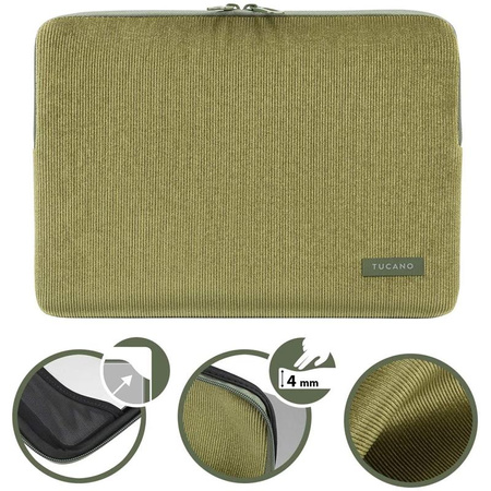 Tucano Velluto - MacBook Pro 13" (M2/M1/2022-2016) / MacBook Air 13" (M1/2020-2018) / Laptop 12" borító (zöld)